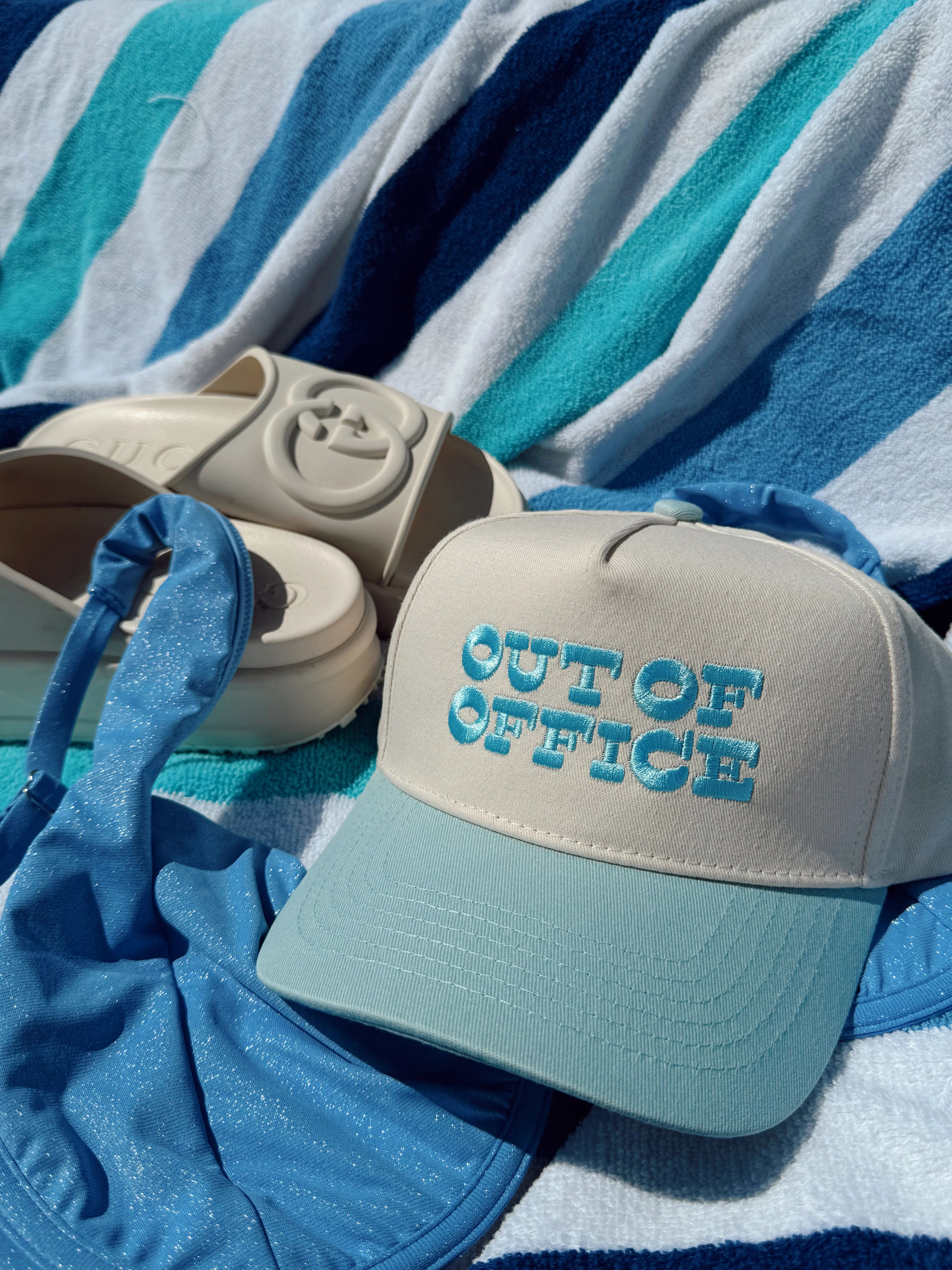 Out of Office - Baby Blue Vintage Trucker Hat | KenzKustomz