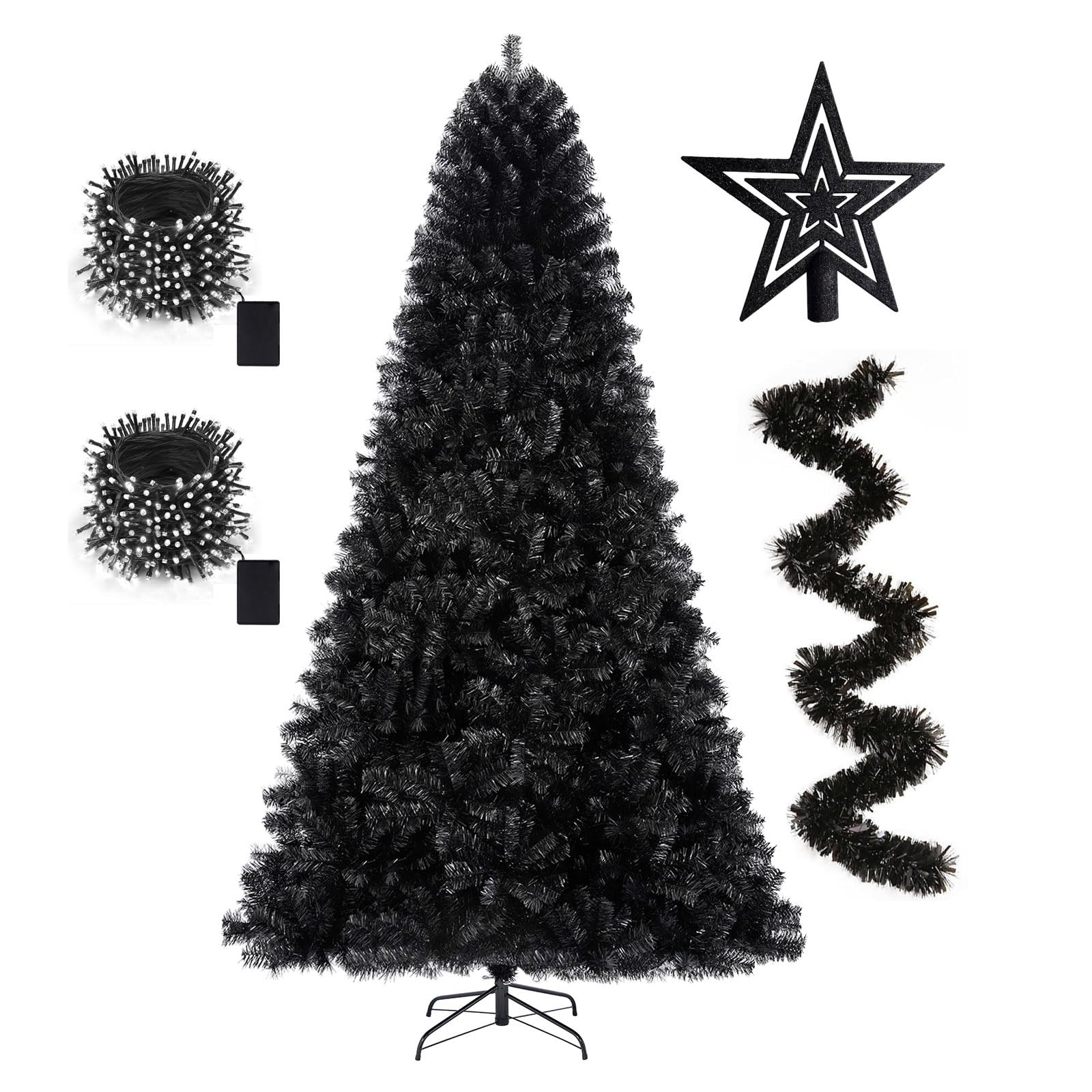 KTKDE 6ft Artificial Black Christmas Tree Outdoor Black Halloween Tree Decorations with 1005 Tips... | Amazon (US)