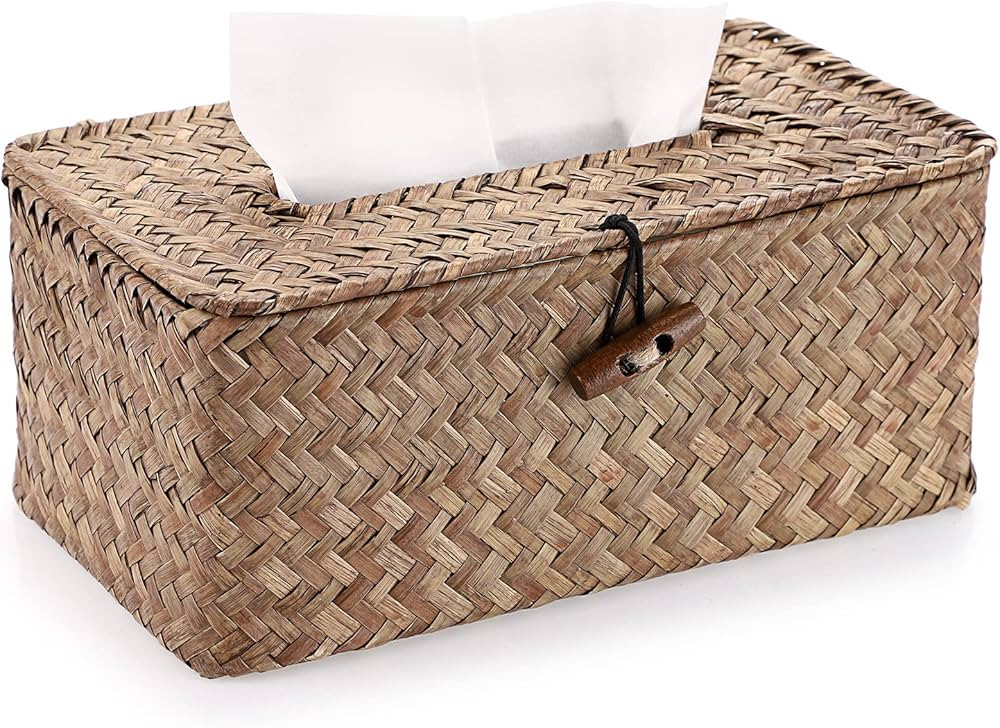 BTSKY Rectangular Rattan Tissue Box - Decorative Woven Tissue Box, Seagrass Napkin Paper Holder, ... | Amazon (CA)