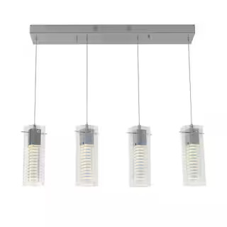 Artika Hologram 21-Watt 4 Light Chrome Modern Integrated LED Pendant Light Fixture for Dining Roo... | The Home Depot