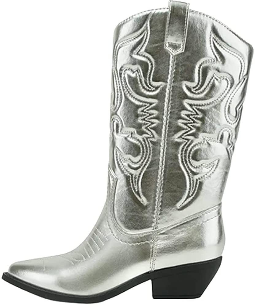 Soda RENO-S Women's Western Cowboy Pointed Toe Knee High Pull On Tabs Boots | Amazon (US)