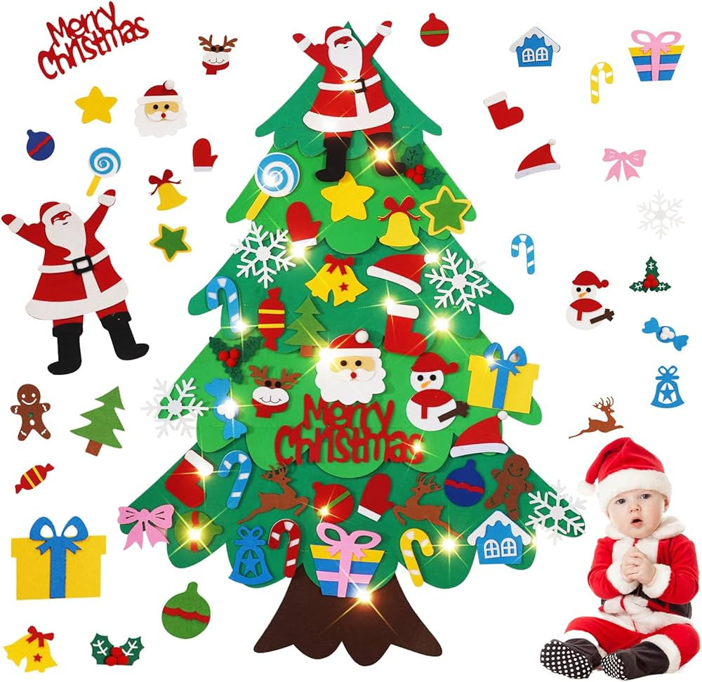 Felt Christmas Tree Set forToddlers and Adult, 38 pcs Indoor Christmas Decorations with String Li... | Amazon (US)