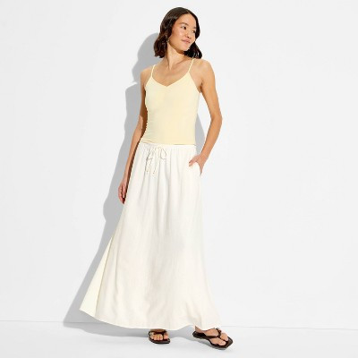 Women's Linen Maxi Full Skirt - Wild Fable™ Cream L | Target