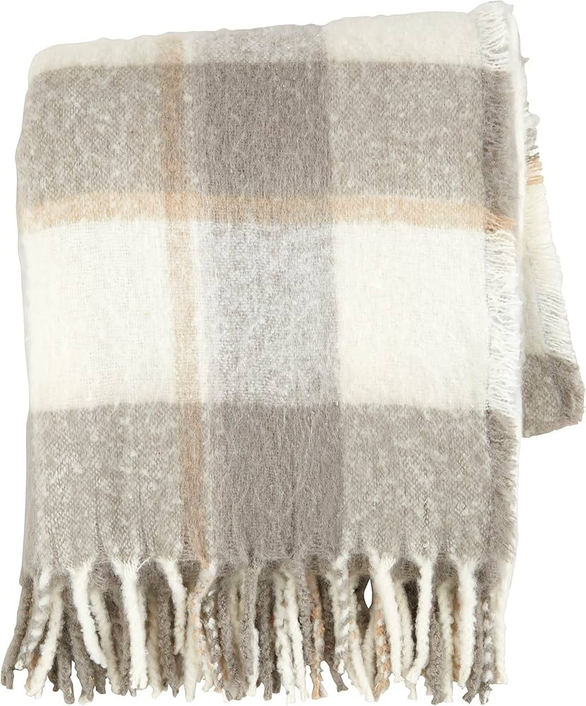 Mud Pie Throw Blanket, Gray and White, 60" x 50" | Amazon (US)