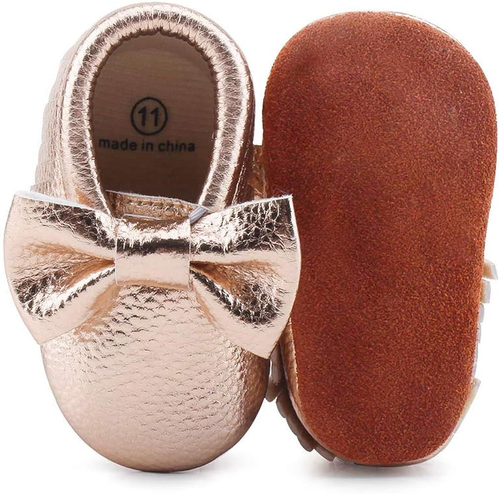 OOSAKU Infant Toddler Baby Soft Sole PU Leather Bowknots Shoes | Amazon (US)