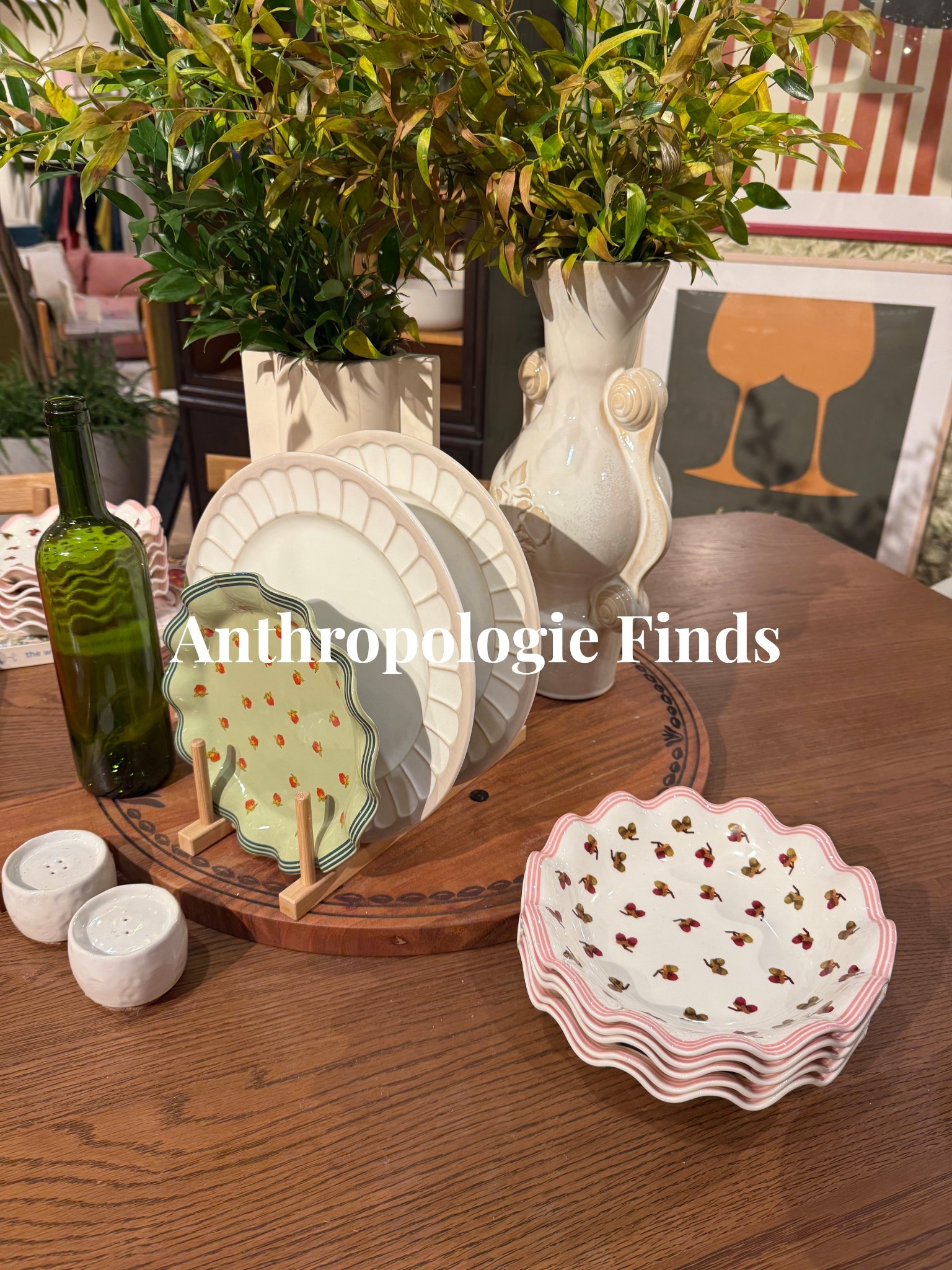 Home decor I love from Anthro! #homedecor #tablescape #scallop #wicker #rattan #blockprint