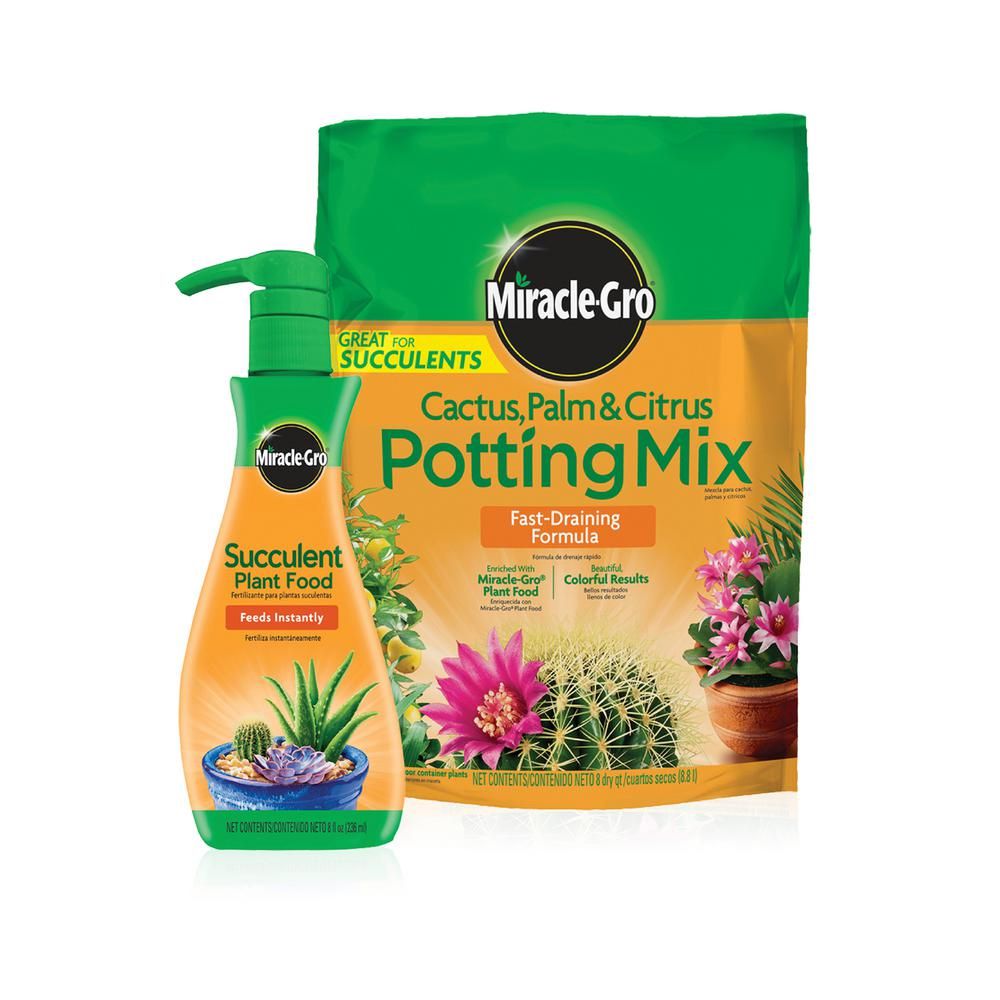 Miracle-Gro Cactus, Palm and Citrus Potting Mix and Succulent Plant Food | The Home Depot