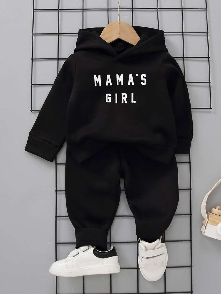 Baby Slogan Graphic Thermal Hoodie & Sweatpants | SHEIN