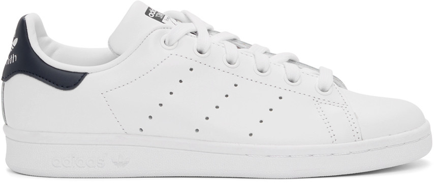 White & Navy Stan Smith Sneakers | SSENSE
