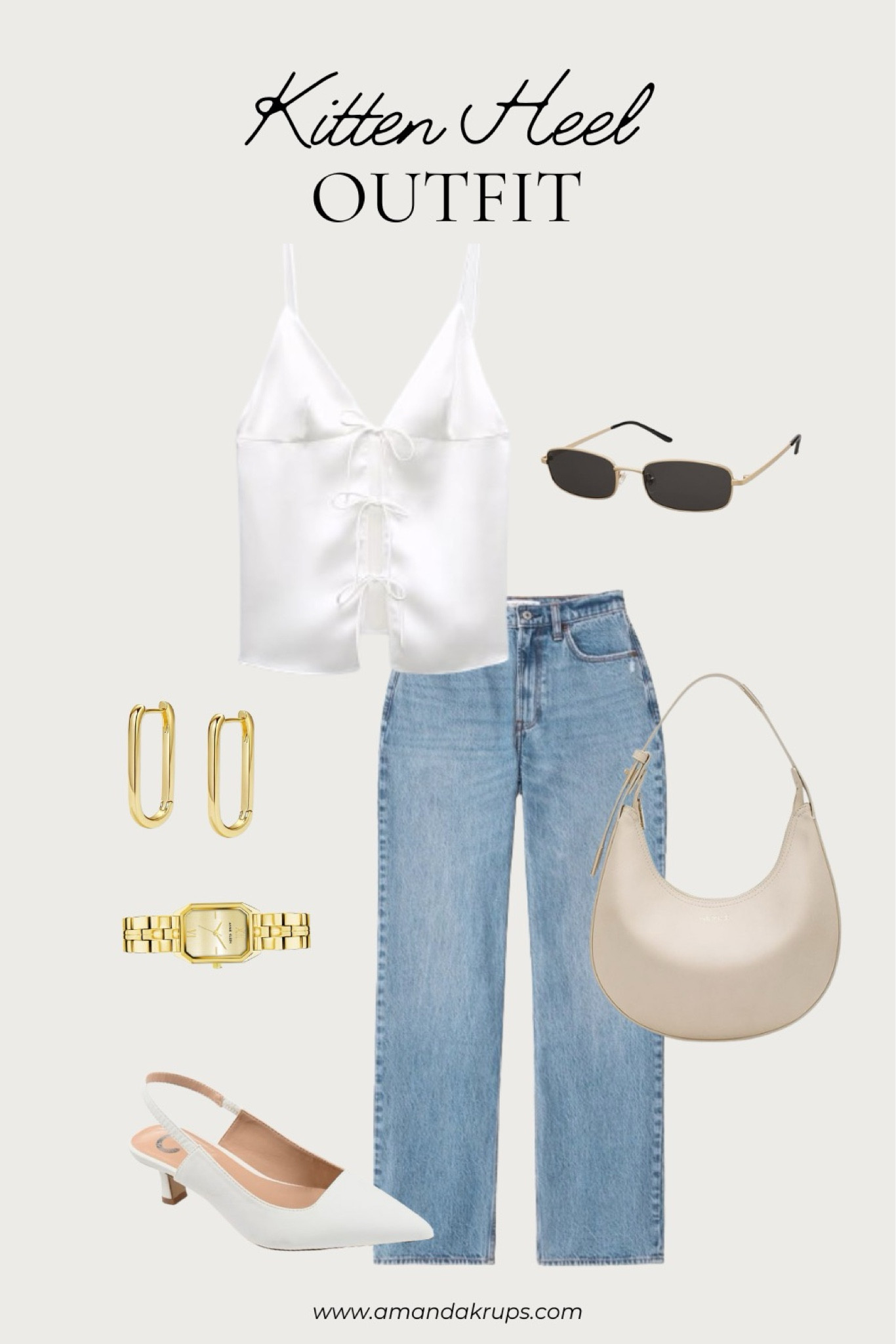 Kitten Heel Outfit 😍 Step into spring with sophistication! 🌷 Elevate your transitional wardrobe with this stunning outfit featuring the perfect touch of kitten heels. Pairing a lightweight tie front blouse with high-waisted tailored trousers creates a timeless silhouette, while accessorizing with delicate jewelry adds a hint of glamour. Complete the look with a sleek handbag and, of course, those adorable kitten heels for a refined yet comfortable ensemble that seamlessly transitions from day to night. Discover the art of effortless elegance with this spring-inspired outfit! #SpringFashion #KittenHeels #TransitionalStyle #EffortlessChic #FashionInspiration

#LTKSeasonal