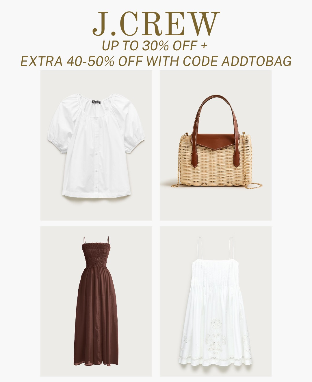 [7/29/26] J.Crew  up to 30% off + extra 40-50% off with code ADDTOBAG 

 #LTKootd #LTKSeasonal #LTKSaleAlert