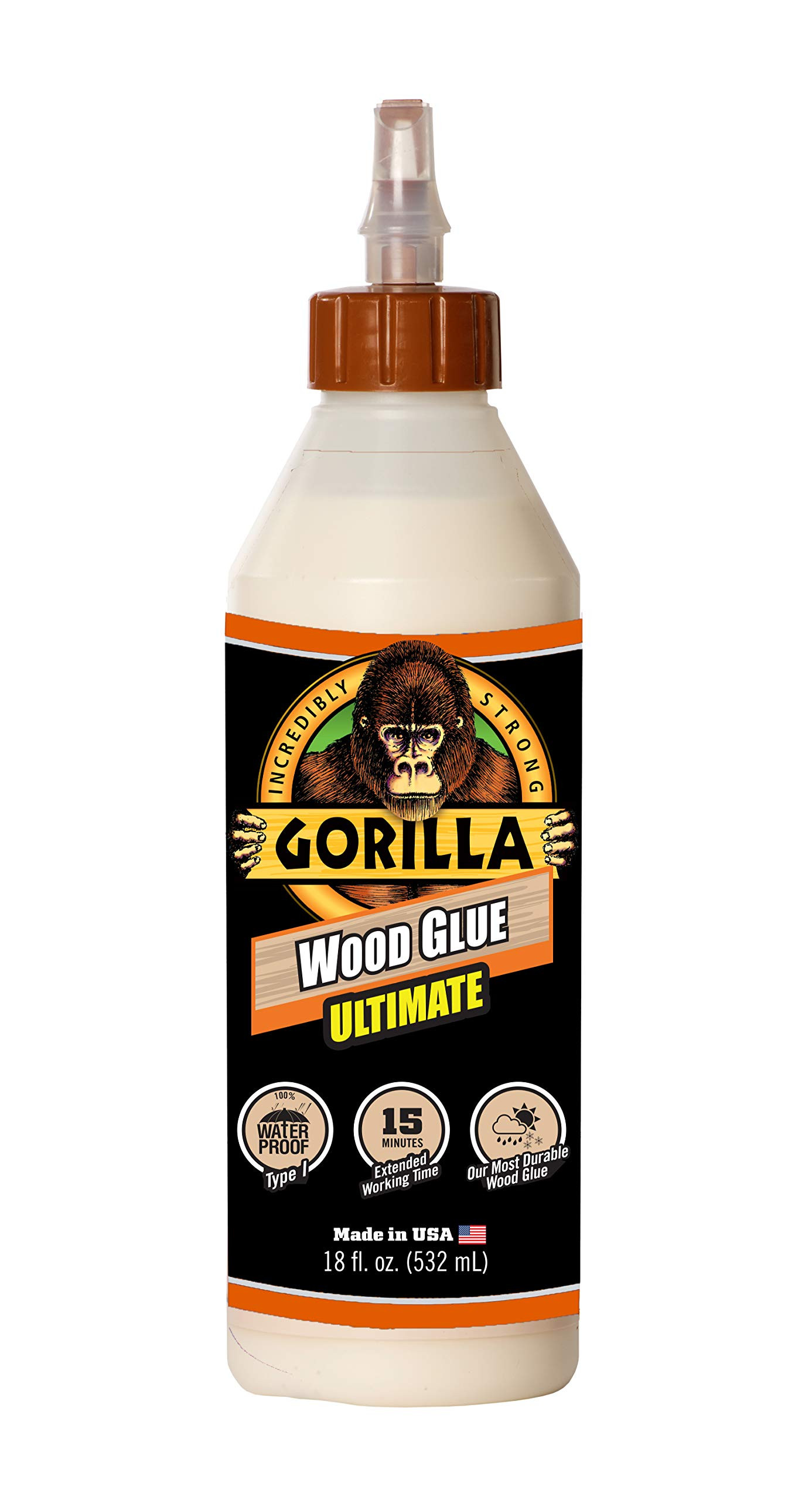 Gorilla Ultimate Waterproof Wood Glue; 18 Ounce; Natural Wood Color; (Pack of 1) | Amazon (US)