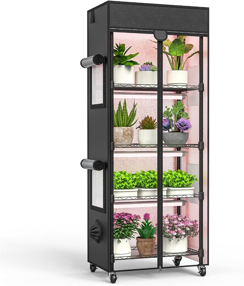 sagrynfp Indoor Greenhouse with Grow Light, 5 Tier 23.2" L\u00d713.3" W\u00d761.3" H Indoor Green... | Amazon (CA)