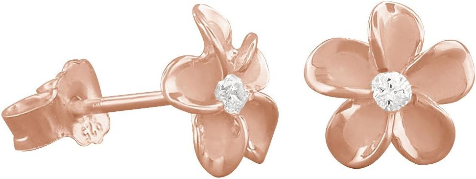 925 Sterling Silver 7mm Plumeria Women's Stud Earrings, Hawaiian Flower Stud Earrings for Women, ... | Amazon (US)