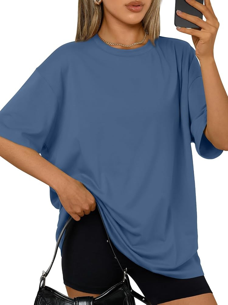 Trendy Queen Womens Oversized T-Shirts Short Sleeves Workout Tops | Amazon (US)