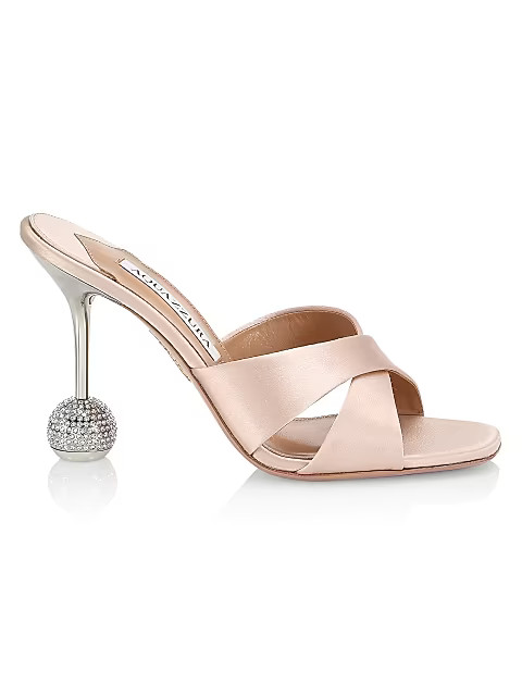 Yes Darling Embellished-Heel Satin Mules | Saks Fifth Avenue
