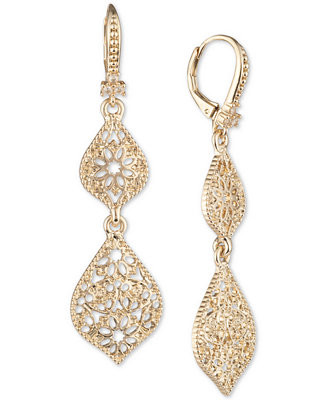 Gold-Tone Filigree Double Drop Earrings | Macy's
