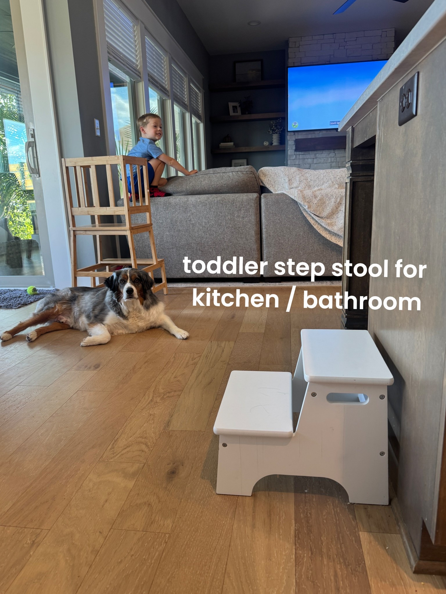 We are officially retiring Rhett’s toddler tower 🥺 he’s too tall now! Got this step stool for potty training and using that now instead. It’s been really sturdy! Comes in a wood color that matches the floors so getting that so we can keep this in the bathroom for washing hands! 

#LTKKids #LTKFamily #LTKHome