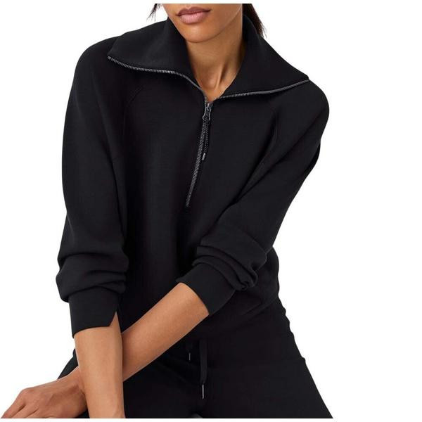 Women's Spanx AirEssentials 1/2 Zip Pullover 1X Very Black | Scheels Sports