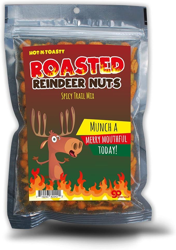 Gears Out Roasted Reindeer Nuts Spicy Trail Mix - Funny Holiday Reindeer Design - Edible Gifts fo... | Amazon (US)