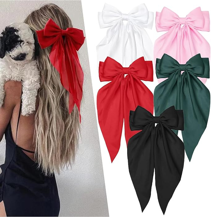 Christmas Hair Bows for Women Girls Holiday Hair Accessories 5 Packs | Amazon (US)