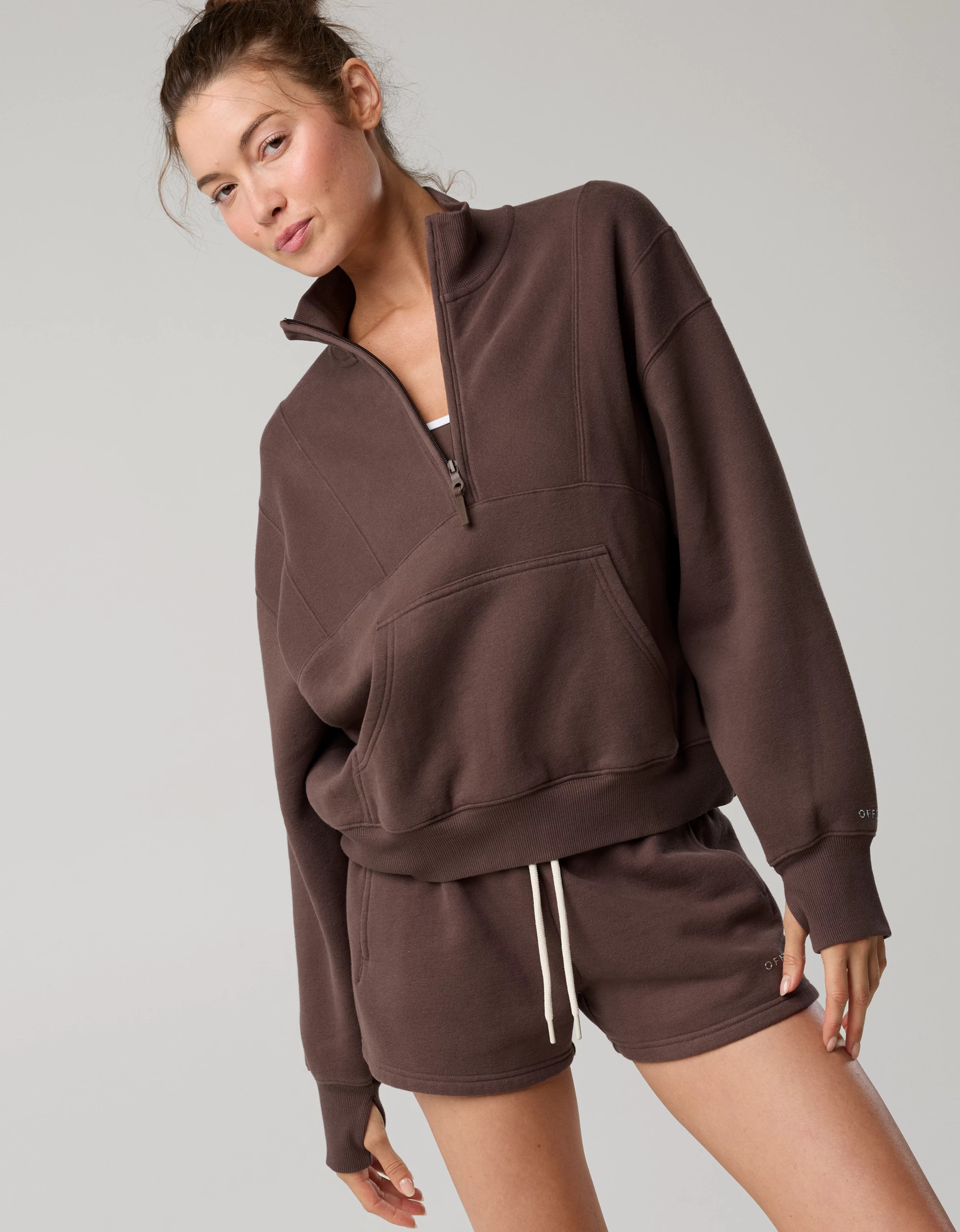 OFFLINE By Aerie Cloud Fleece Seamed Quarter Zip Sweatshirt | Aerie