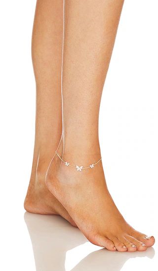 Pave Triple Butterfly Anklet in Gold | Revolve Clothing (Global)
