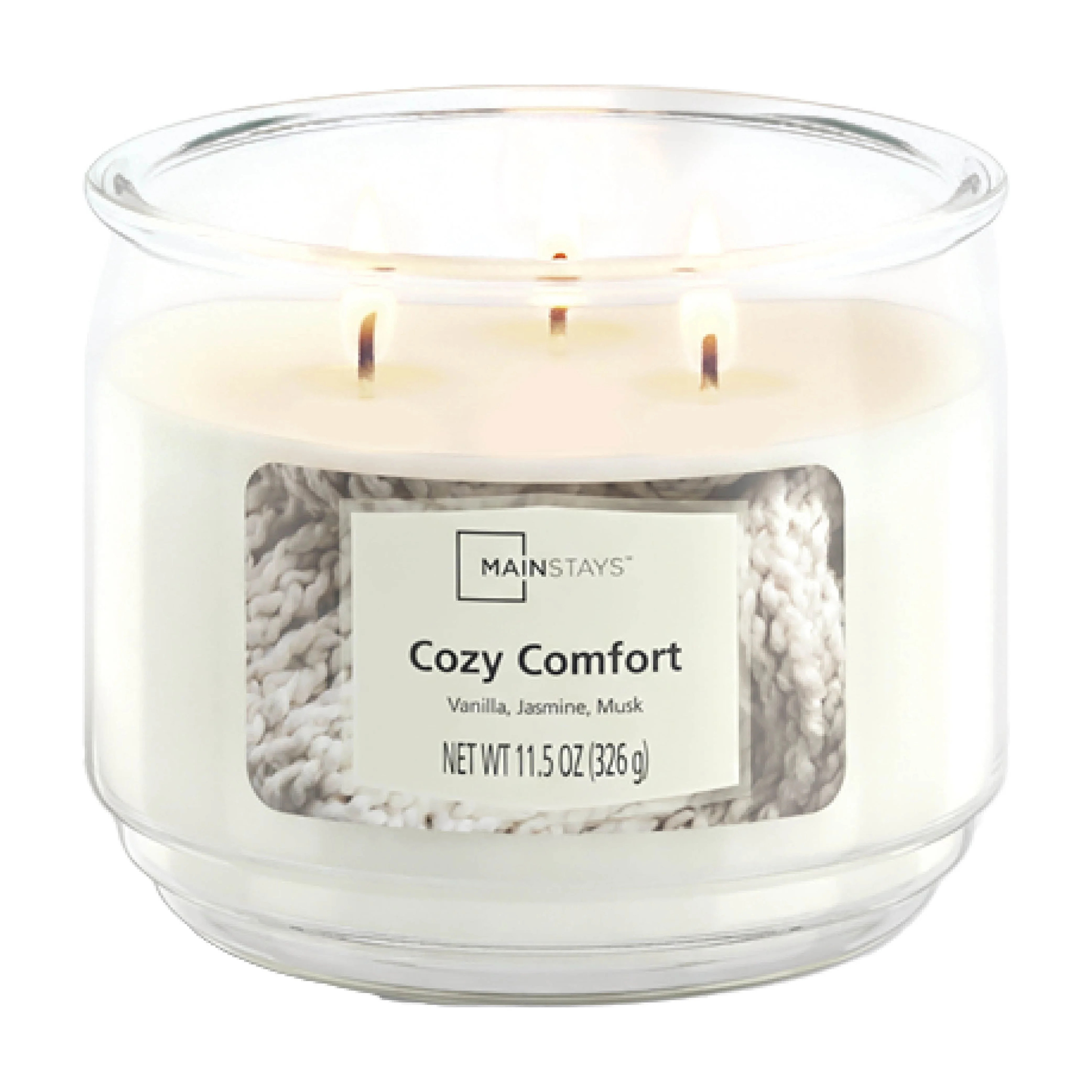 Mainstays 3-Wick Scented Glass Jar Candle, Cozy Comfort, 11.5oz. | Walmart (US)