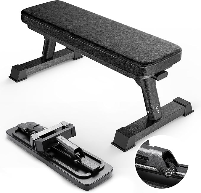 Finer Form Gym Quality Foldable Flat Bench for Multi-Purpose Weight Training and Ab Exercises - F... | Amazon (US)