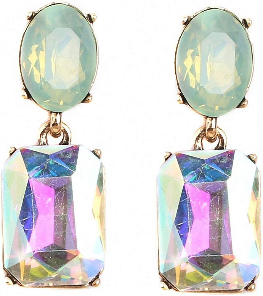Bohemian Stud Earrings Women Wedding Jewelry Boho Statement Rhinestone Earrings Light Green | Amazon (US)
