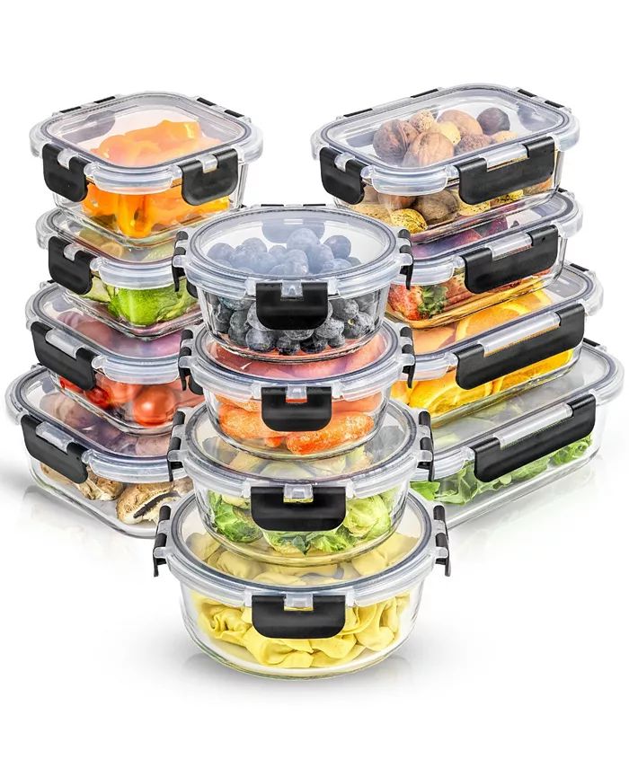 Glass Storage Containers with Leakproof Lids, Set of 12 | Macy's