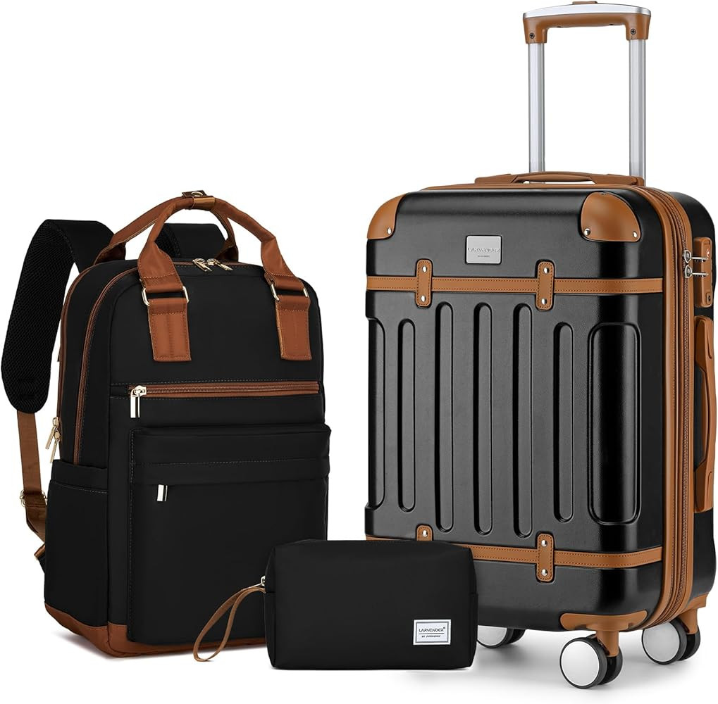 LARVENDER Luggage Sets 3 Piece Expandable Carry on Luggage 22x14x9 Airline Approved Hardshell Sui... | Amazon (US)