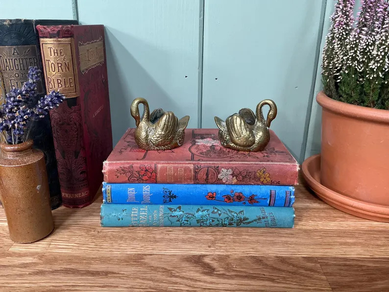 Vintage solid brass swan, brass cocktail stick holder, brass matchstick holder, brass swan candle... | Etsy (US)