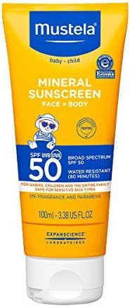 Mustela Baby Mineral Sunscreen - Broad Spectrum SPF 50 - Sun Lotion For Sensitive Skin - Water Re... | Amazon (US)