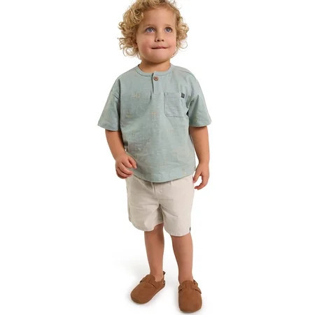 Modern Moments by Gerber Baby and Toddler Boy Henley Tee and Short Set, 2-Piece, Sizes 0/3 Months - 5T | Walmart (US)