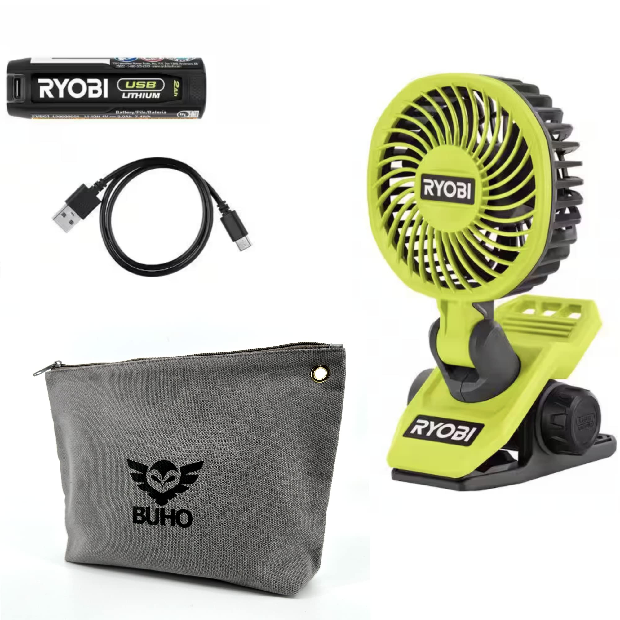 Buho Clamp Fan Accessory Bundle - Ryobi USB Fan Powerful Cooling Adjustable Head Multi-Directiona... | Amazon (US)