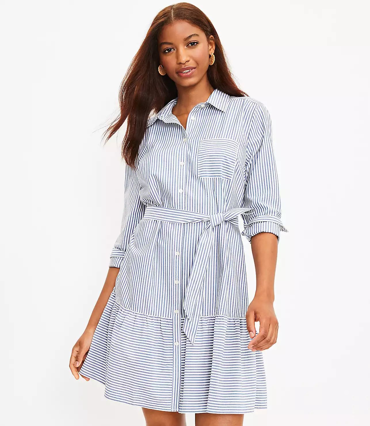 Striped Flounce Shirtdress | LOFT