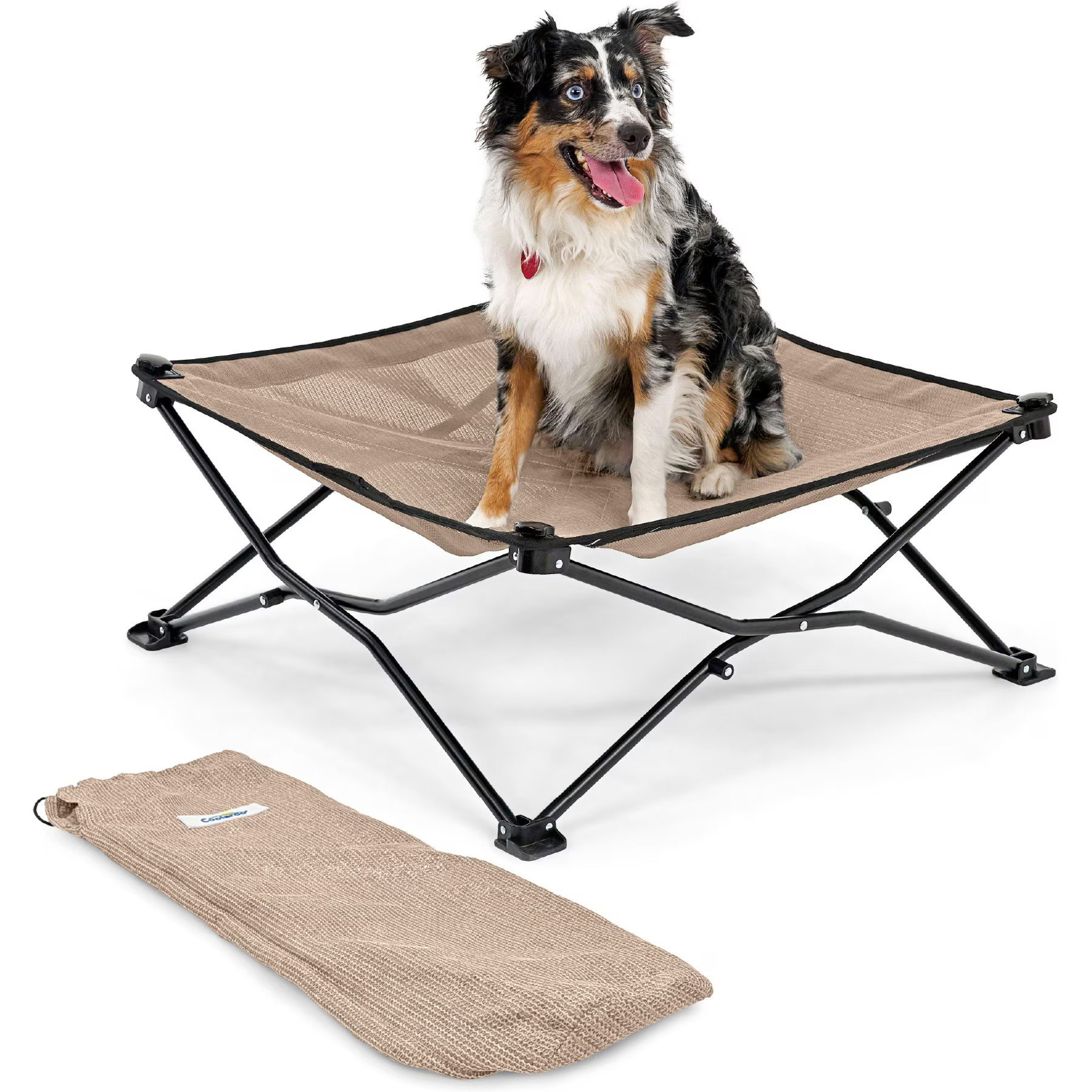 Coolaroo On The Go Cooling Elevated Dog Bed, Great Sandy Beige, Medium | Chewy