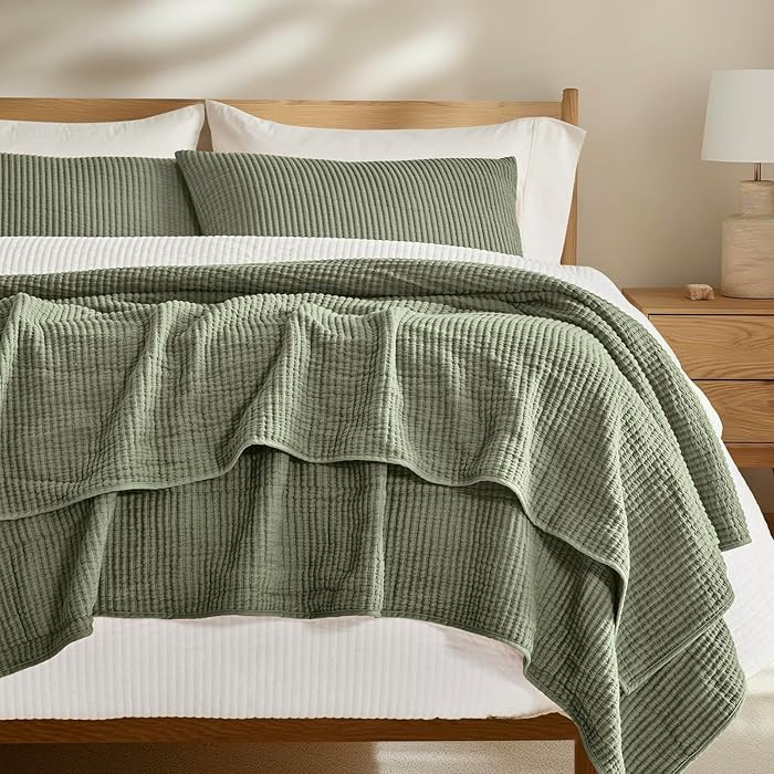 EVERGRACEHOME Cotton Coverlet Set Full Queen Size 3 Pieces Ribbed Matelassé Olive Green
        ... | Amazon (US)
