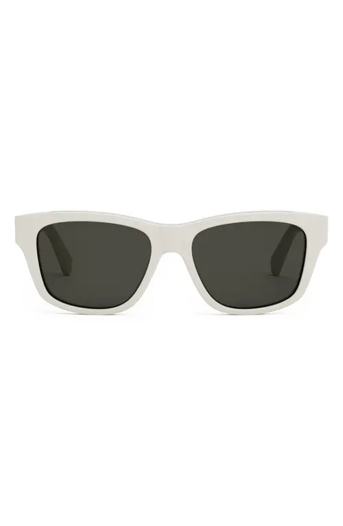 CELINE Monochroms 55mm Square Sunglasses in Ivory /Smoke at Nordstrom | Nordstrom