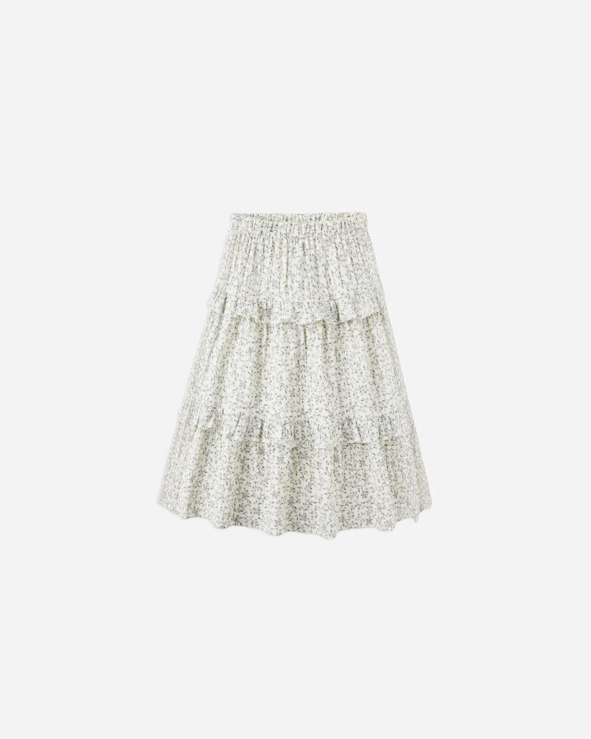 Ruffled Midi Skirt || Blue Vines | Rylee + Cru