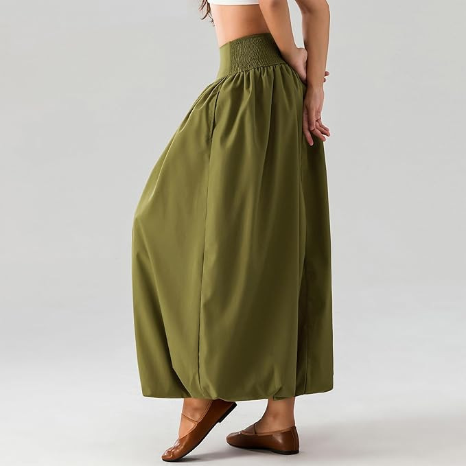 NUFIWI Women Y2k Bubble Maxi Skirt Low Elastic Waist A Line Long Skirt Summer Casual Ruffle Pleat... | Amazon (US)