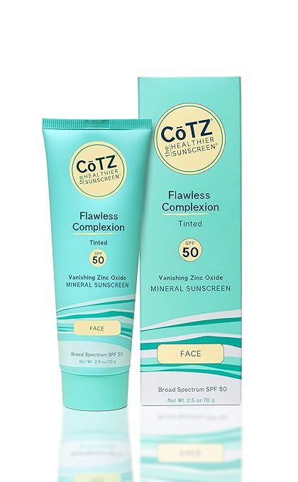 CōTZ Flawless Complexion Tinted Facial Mineral Sunscreen Broad Spectrum SPF 50; 2.5 oz / 70 g | Amazon (US)
