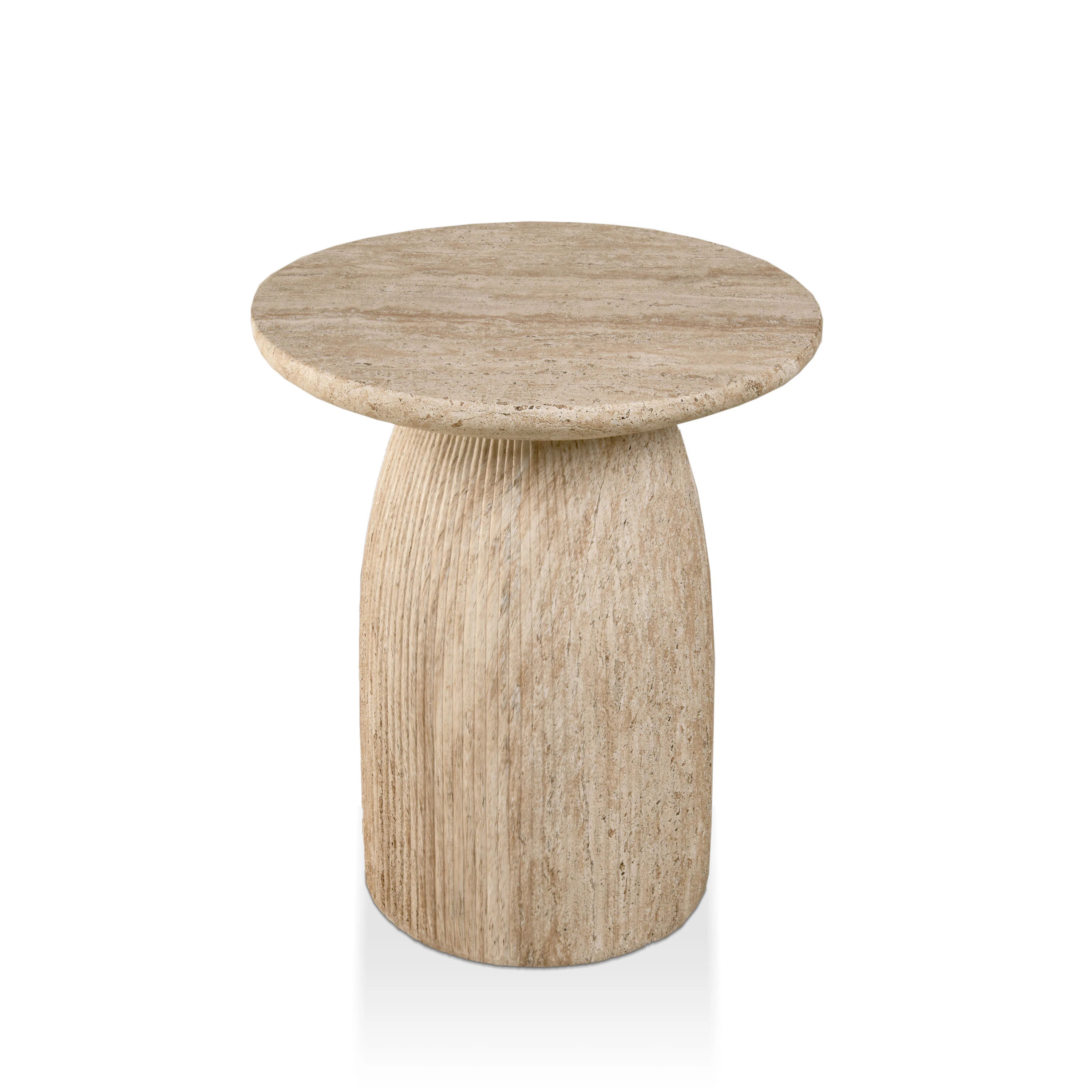Fulcher Stone-Like 17" W Pedestal End Table with Travertine Effect | Wayfair North America