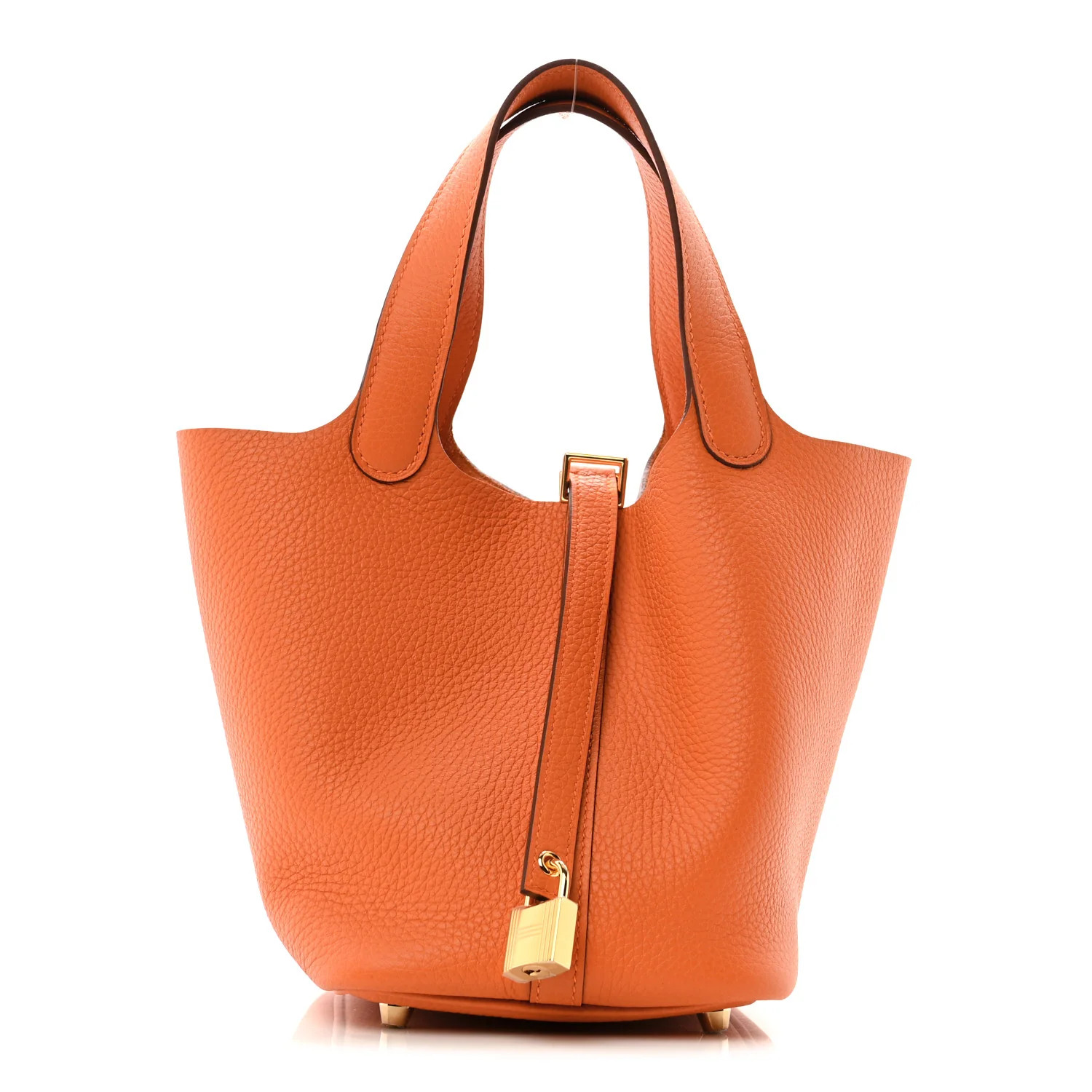 Taurillon Clemence Picotin Lock 18 PM Orange | FASHIONPHILE (US)