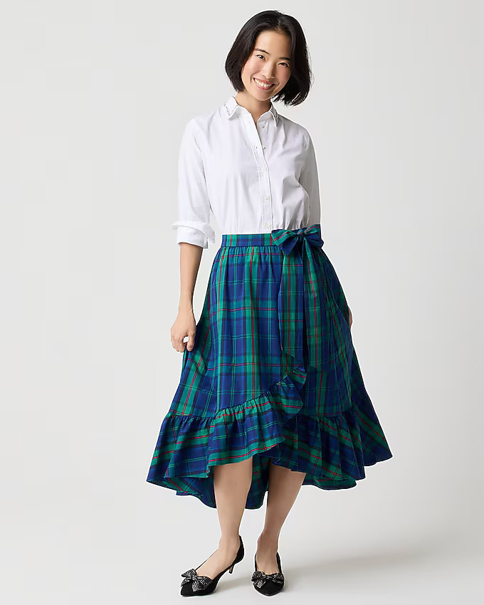 Tartan wrap midi skirt | J.Crew Factory