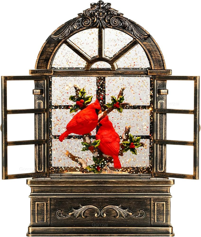 Cardinal Snow Globe Lantern Christmas Snow Globes Arched Window Shape Christmas Decorations Indoo... | Amazon (US)