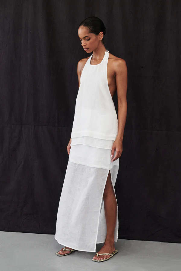 CARMEL WHITE RAMIE HALTER TOP | DISSH