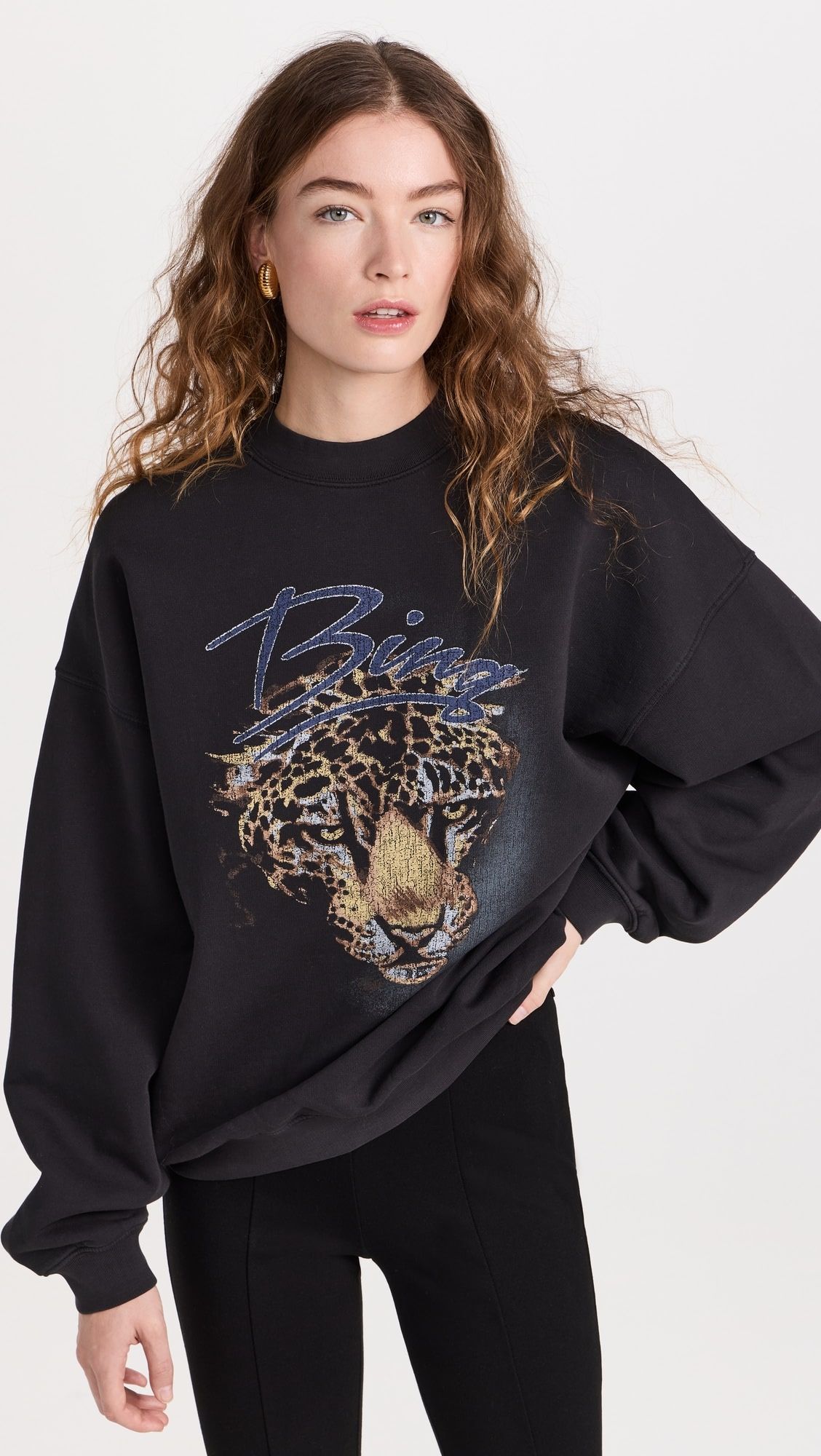ANINE BING Harvey Crew Leopard Sweatshirt | Shopbop | Shopbop