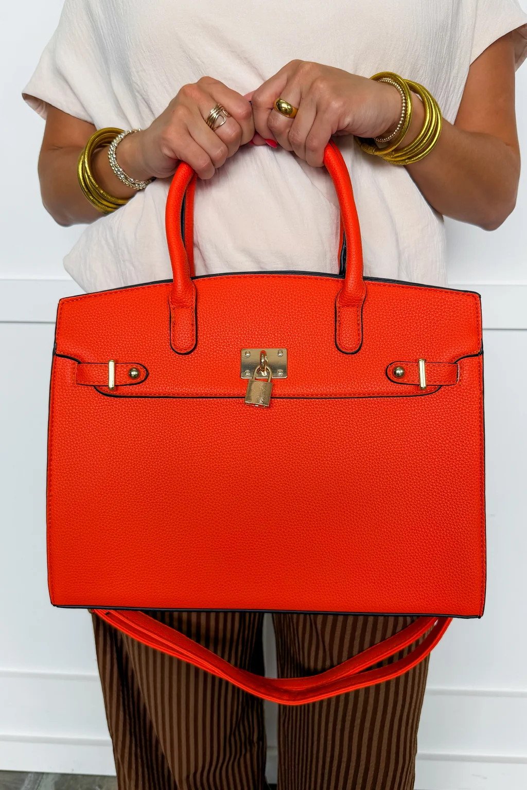 The Audrey Satchel Handbag in Orange | Jules & James Boutique